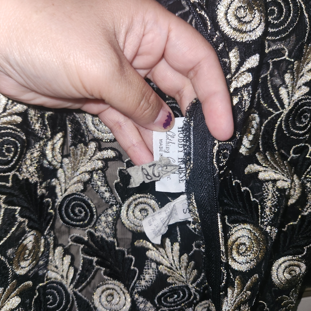 Chic Black and Gold Embroidered Women's Blouse - Picture 3 of 3